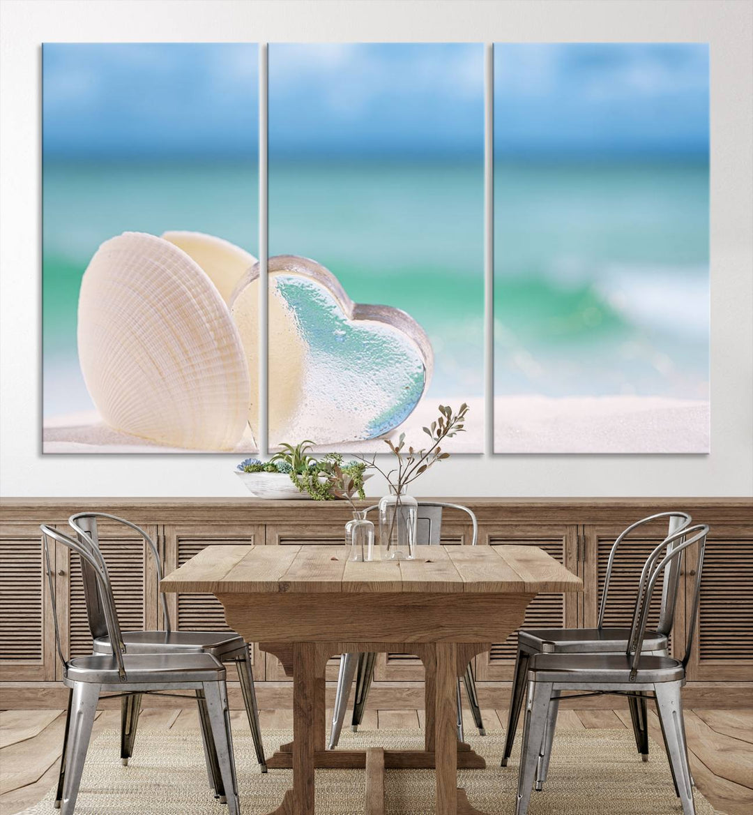 Impression sur toile d'art mural de coquillage d'amour de plage