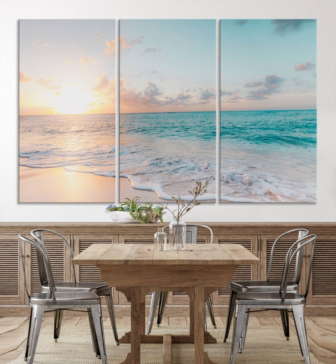 Arte de la pared de Sunset Beach Art Ocean Vibes Lienzo