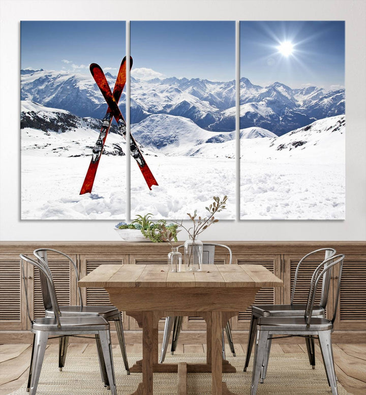 Snow Mountain Wall Art Canvas Print, Snowboard Sport Wall Art