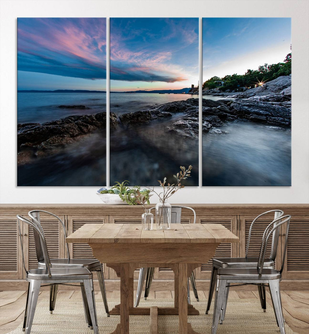 Serenity Ocean Misty Wall Art Canvas Print