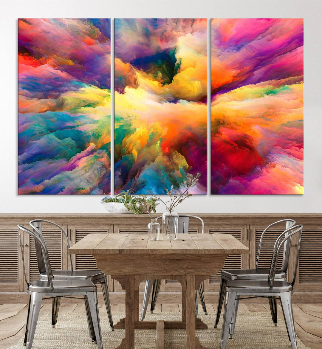 Arte de pared en forma de nube de colores vibrantes y ardientes Lienzo