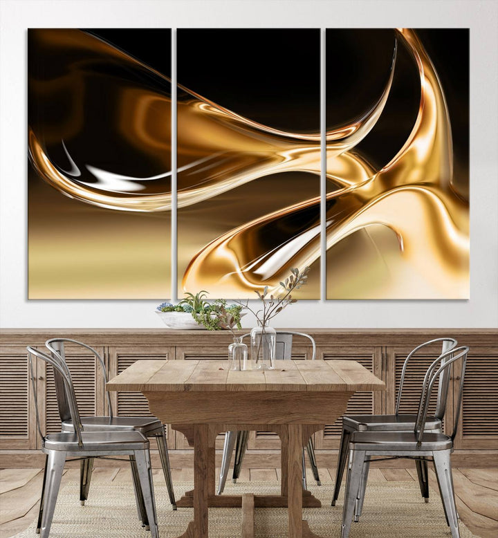 Liquid Glittered Luxury Gold Canvas Wall Art Print