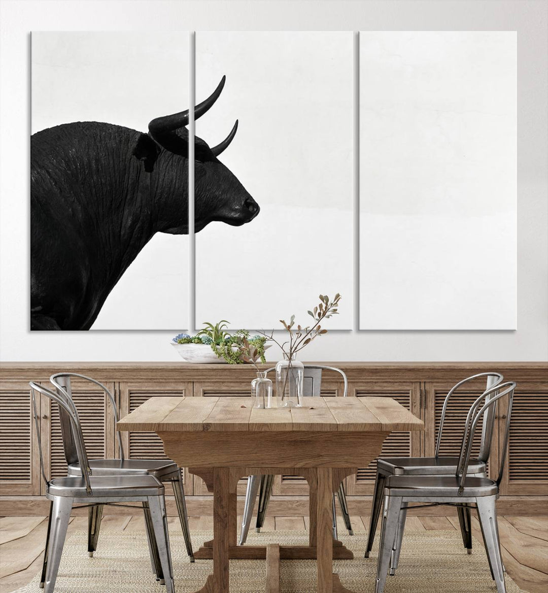 The Spanish Bull Wall Art Canvas Print is crafted on museum-quality canvases and is coated with UV-protective layers for lasting brilliance. It comes ready to hang, effortlessly enhancing your living space.