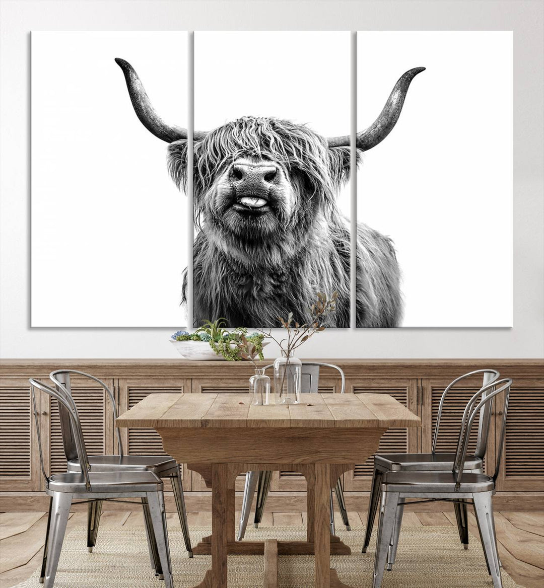 Fanny Scottish Highland Cow Cattle Art Print Farmhouse Wall Art Canvas Print