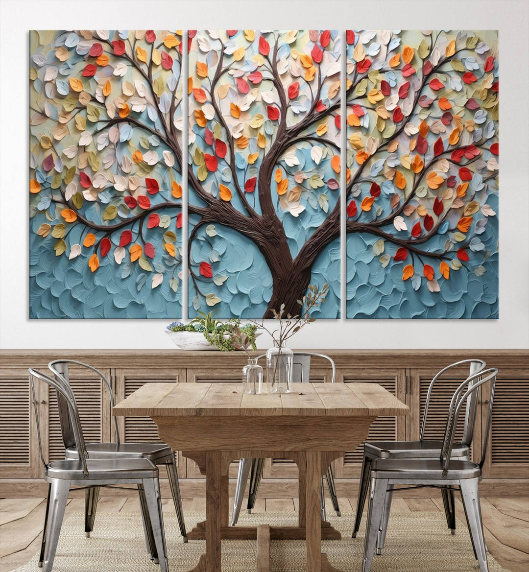 Abstract Tree and Leaf Wall Art Canvas Print