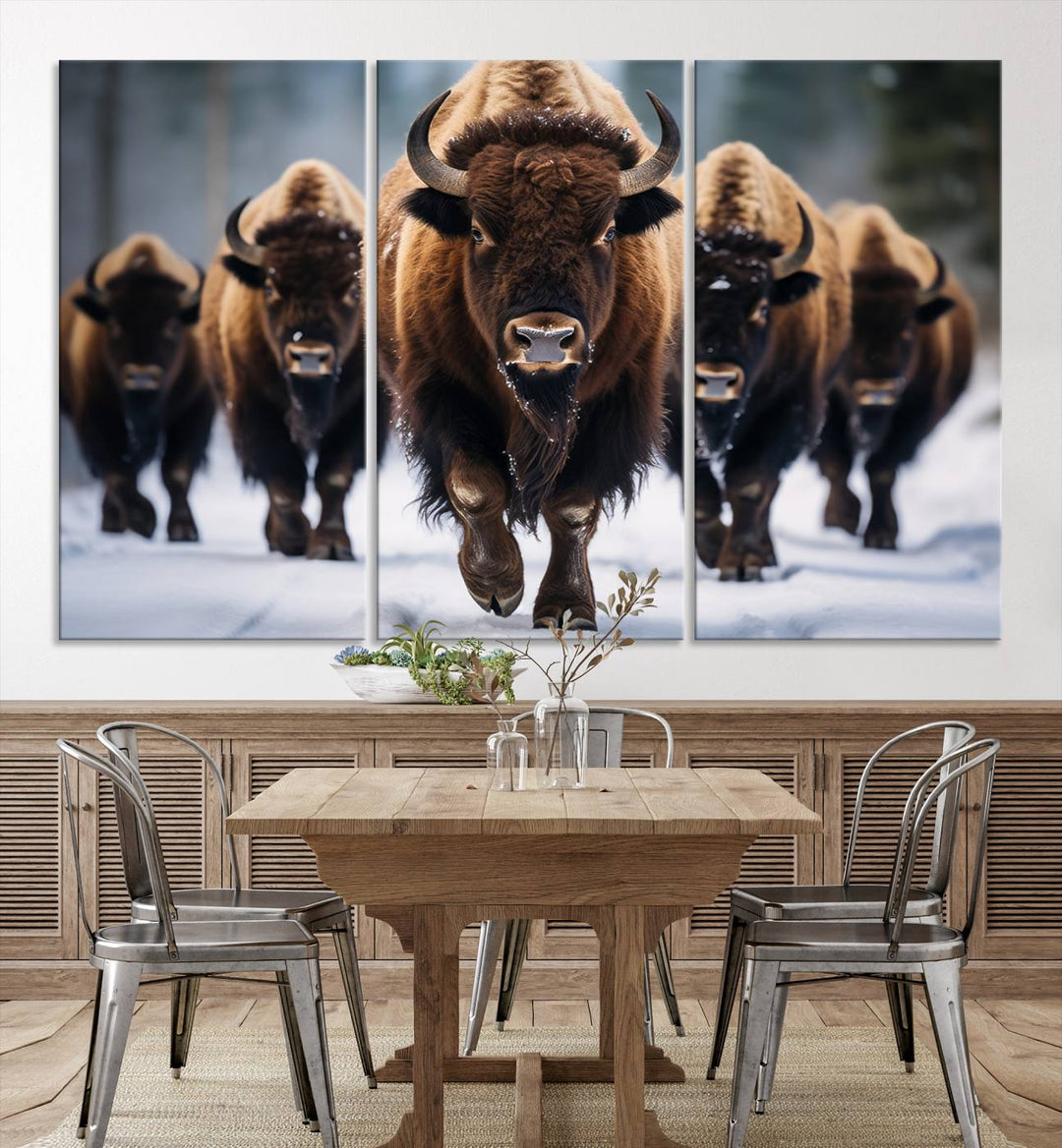 Buffalo Wall Art Canvas Print, American Bison Herd Wall Art Canvas Print