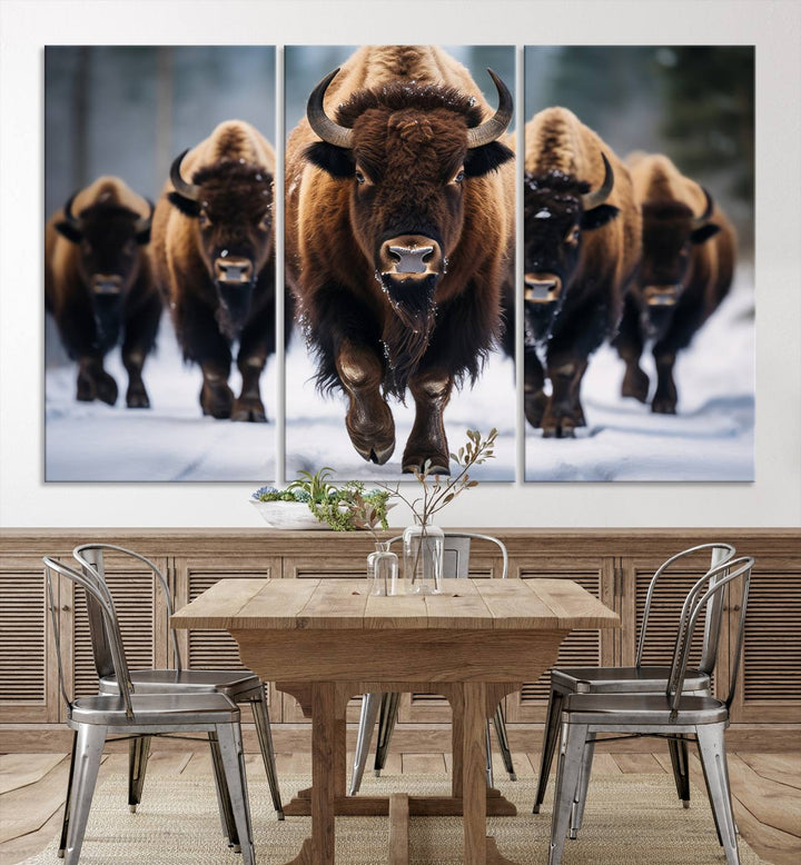 Buffalo Wall Art Canvas Print, American Bison Herd Wall Art Canvas Print