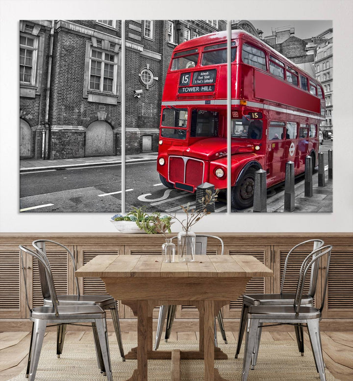 London Red Bus Wall Art, Red Telephone Club, London Night Canvas Print