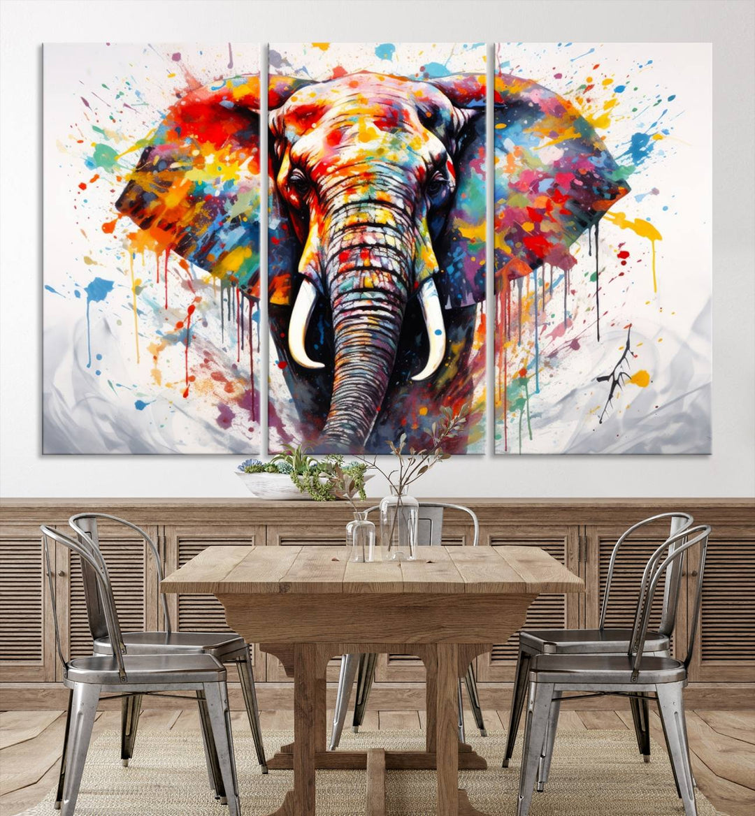 Watercolor Elephant Abstract Wall Art Canvas Print