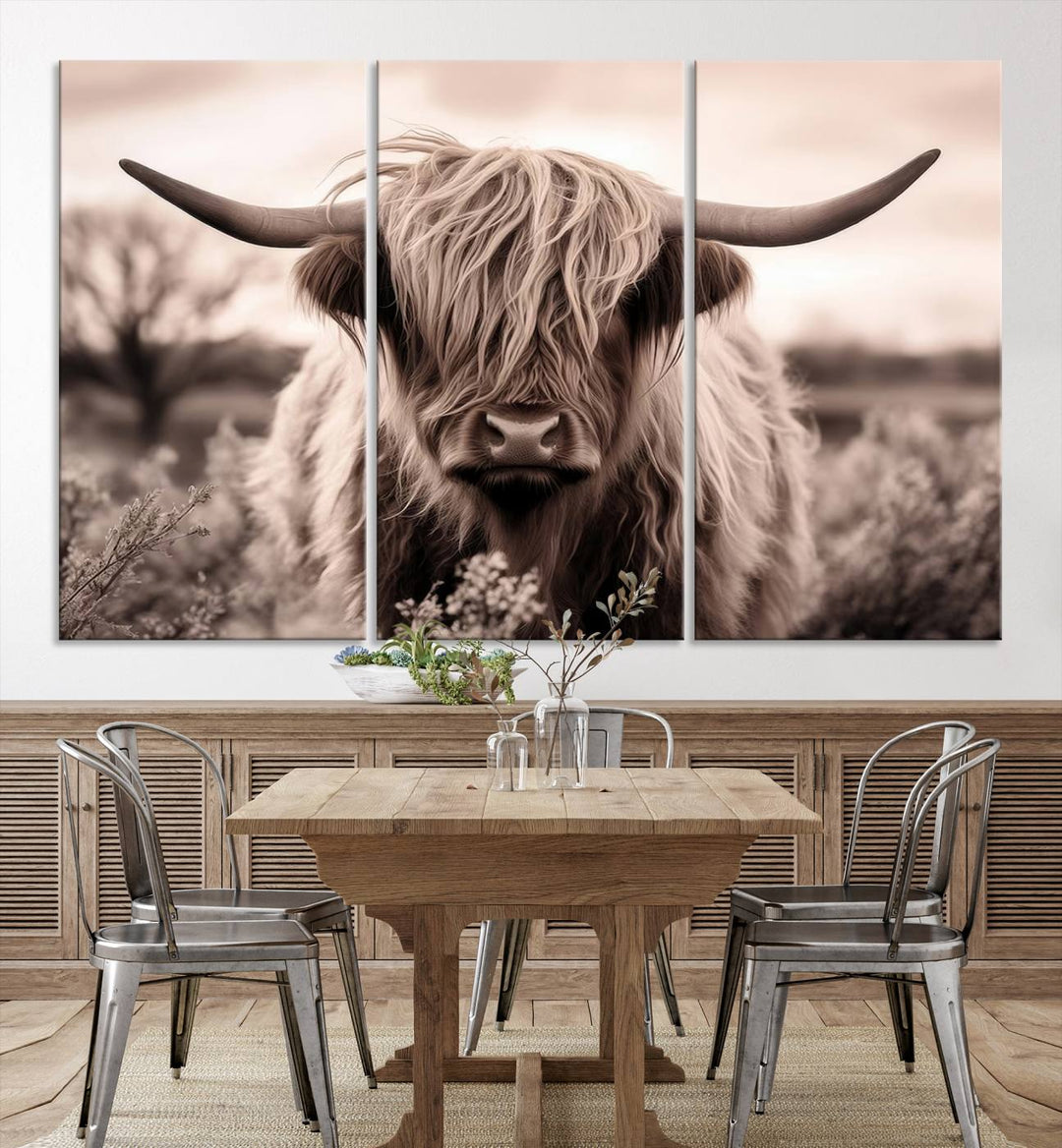 Scottish Cow Longhorn Wall Art Canvas Print.