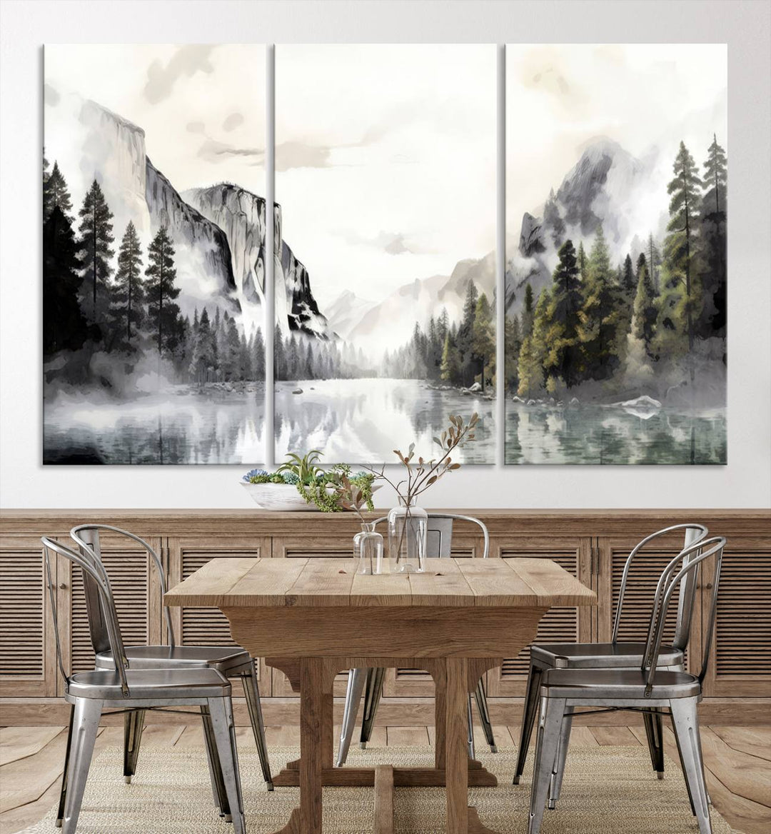 Yosemite Valley Serenity Wall Art Canvas Print – Framed and Ready to Hang – Majestic Nature Landscape Décor