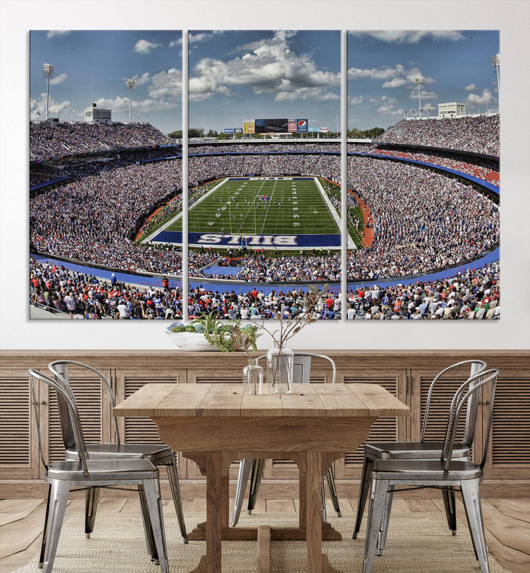 Buffalo Bills Football Team Print - Highmark Stadium Wall Art Canvas Print - Bills Stadium Game Day Triple Canvas Wall Art - Buffalo Bills NFL Match