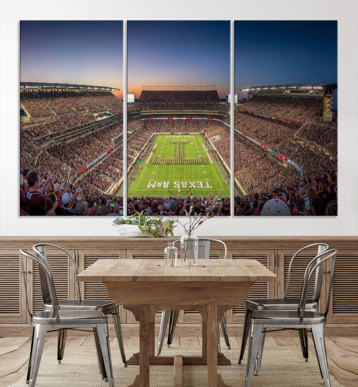 Texas A&M University Aggies Football Team Print - College Station Kyle Field Stadium Wall Art Canvas Print