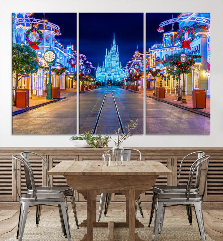 Castle Large Wall Art Disney Magic Kingdom Kids Room Decoration Disney World Christmas Home Decor Child gift - Framed Giclee and Ready to Hang