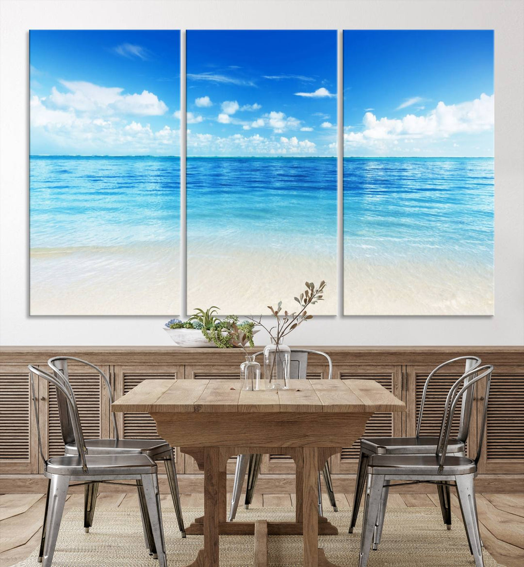 Impresión en lienzo grande de océano y playa para decoración artística de pared de comedor