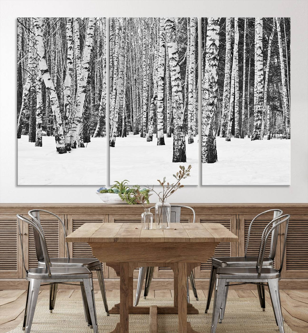 Wall Art Landscape Canvas Print Forest in Winter with Snowy Ground and Trees