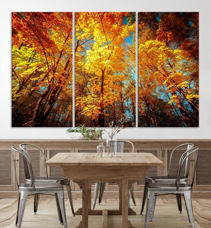 Forest View at Fall Wall Art Autumn Colors Landscape Canvas Print