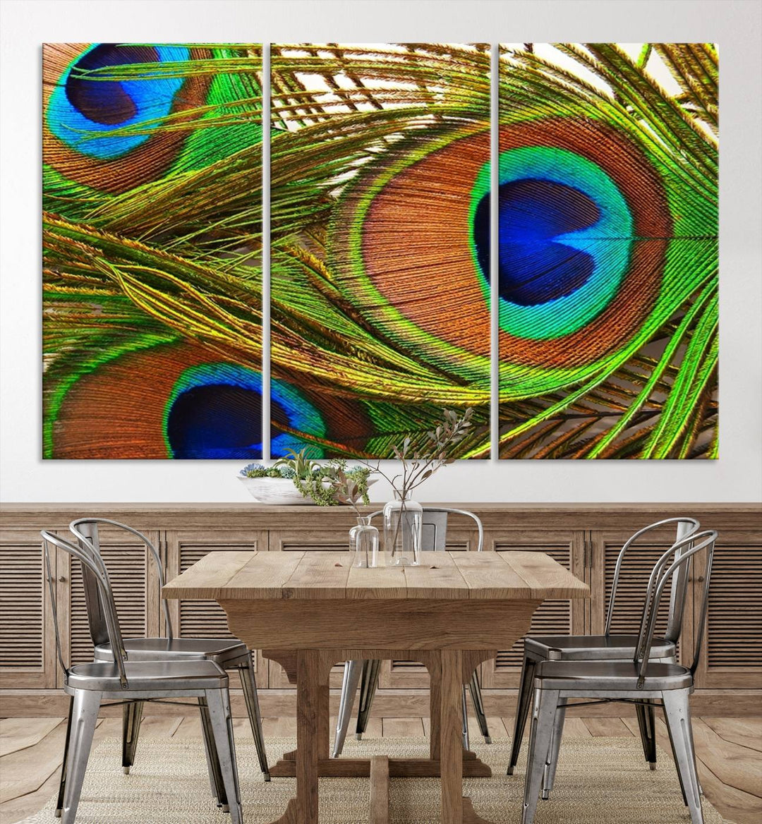 Wall Art Animal Canvas Print Triple Eyed Peacock Wing