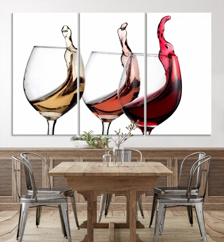 49896 - Lienzo decorativo para pared grande con vino abstracto en copas