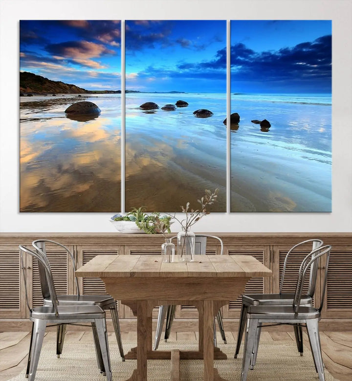 Wonderful Beach Landscape with Mountain Canvas Print 