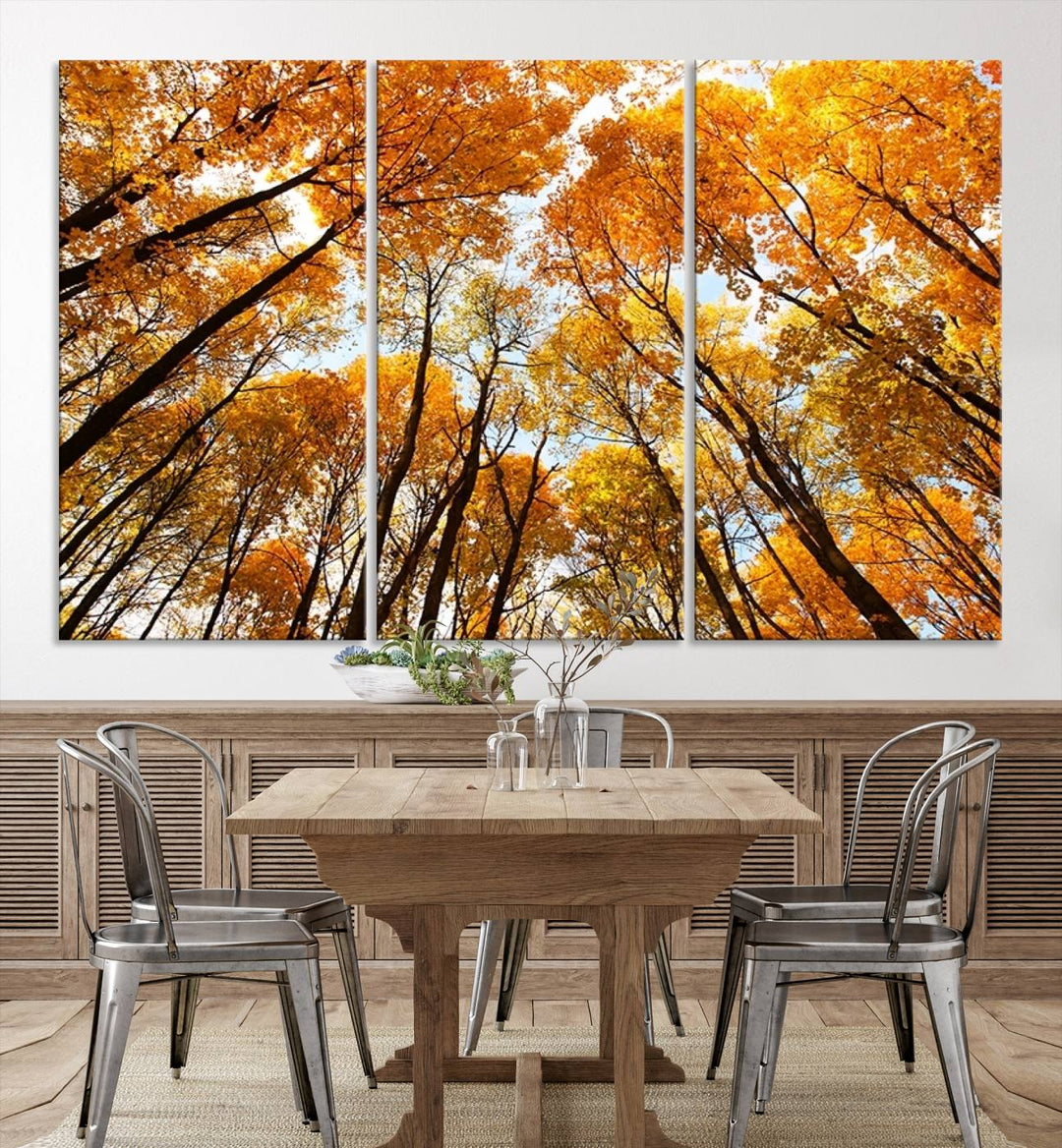 Art mural Forêt jaune et ciel en automne Impression sur toile