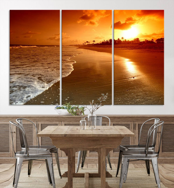 Wall Art Beautiful Beach Landscape at Sunset in Tropical Island Canvas Print