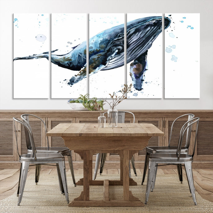 Art mural de baleine aquarelle Impression sur toile