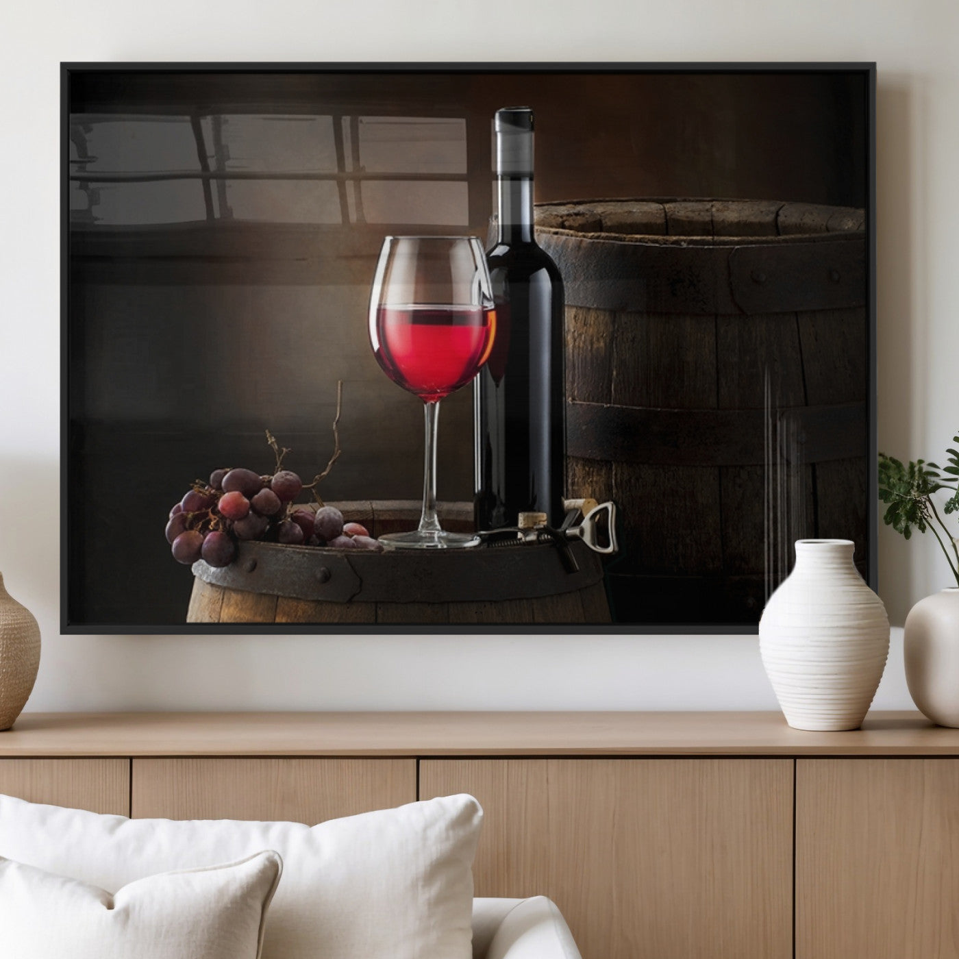 MGV-FP-60X30-3P - Red Wine and Bottle Canvas Print