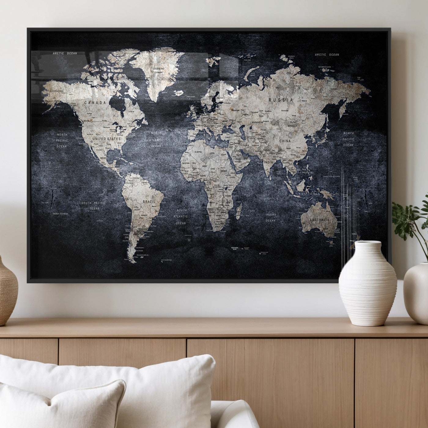 MGV-FP-60X30-3P - World Map Wall Art Canvas Print for Home and Office Decor