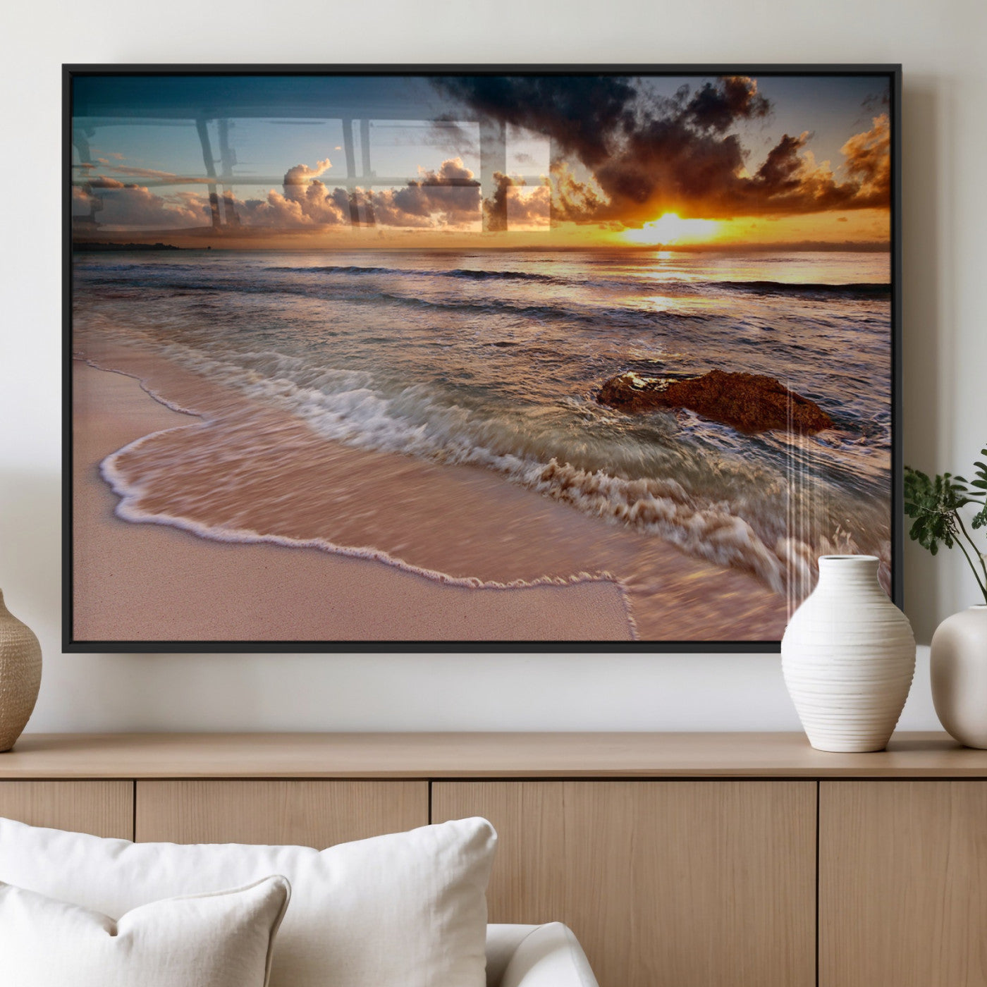 MGV-FP-60X30-3P - Sunset on Ocean Wall Art Canvas Print