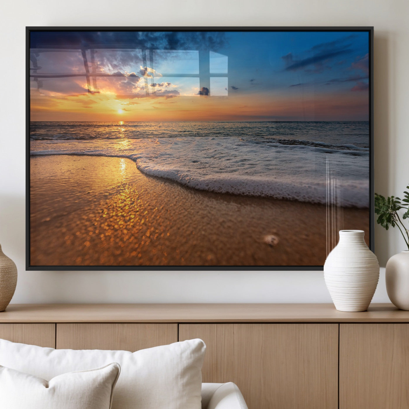 MGV-FP-60X30-3P - Sunset and Beach at Night Wall Art Canvas Print