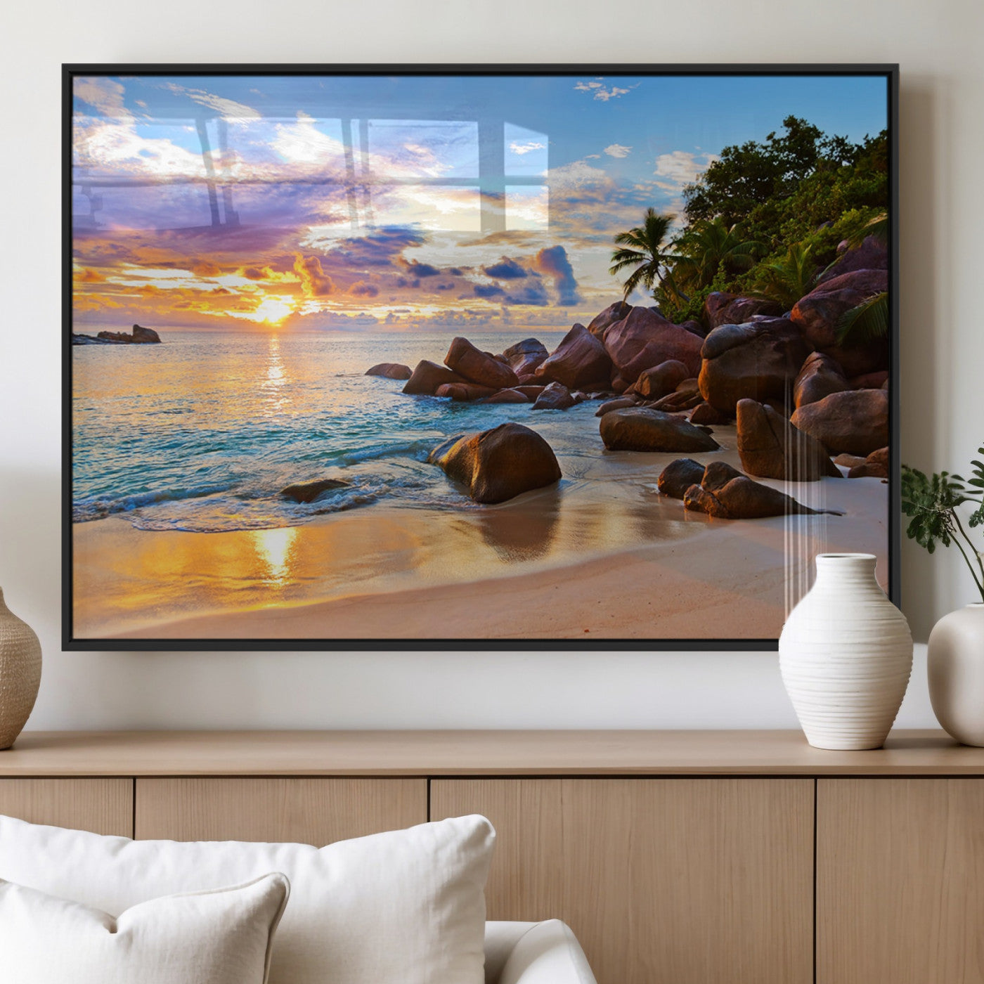 MGV-FP-60X30-3P - Tropical Island Beach Sunset Canvas Print