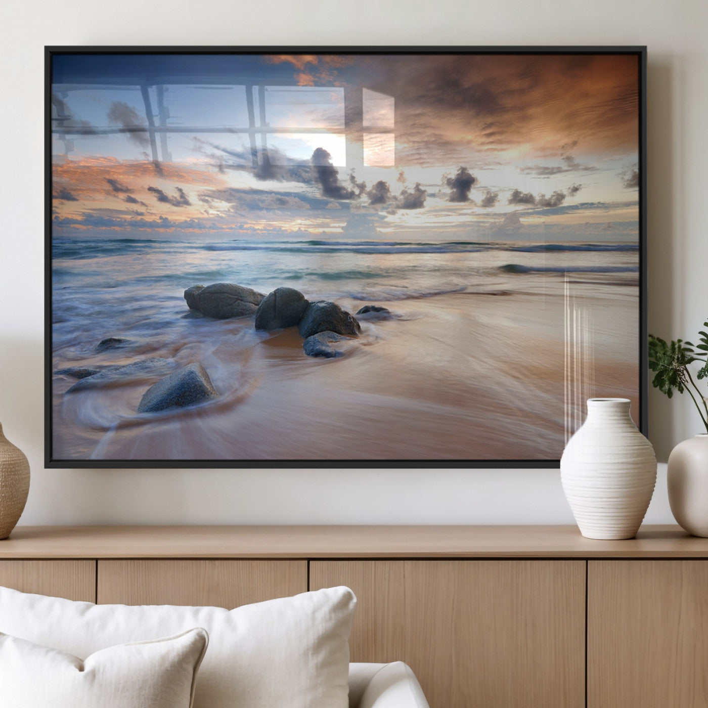 MGV-FP-36X24-3P - Serene Weather On The Beach Wall Art Canvas Print