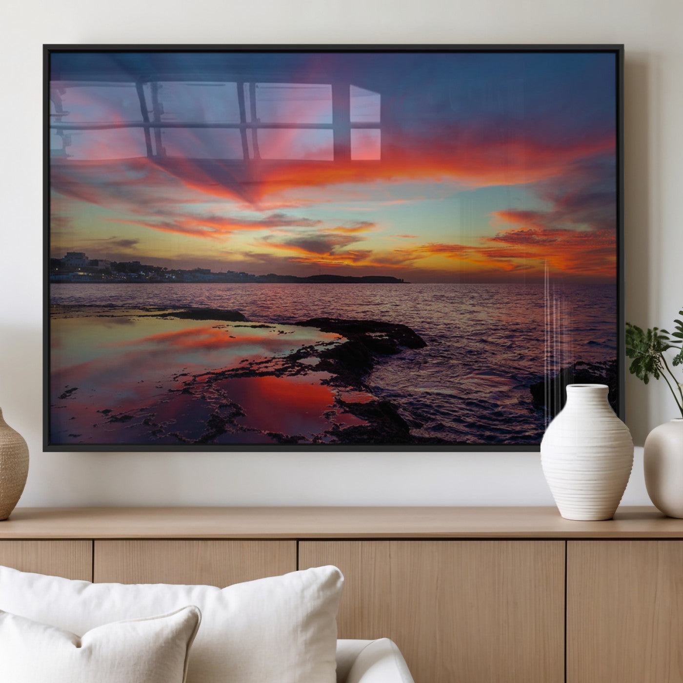 MGV-FP-36X24-3P - Glorious Sunset on The Beach Wall Art Canvas Print