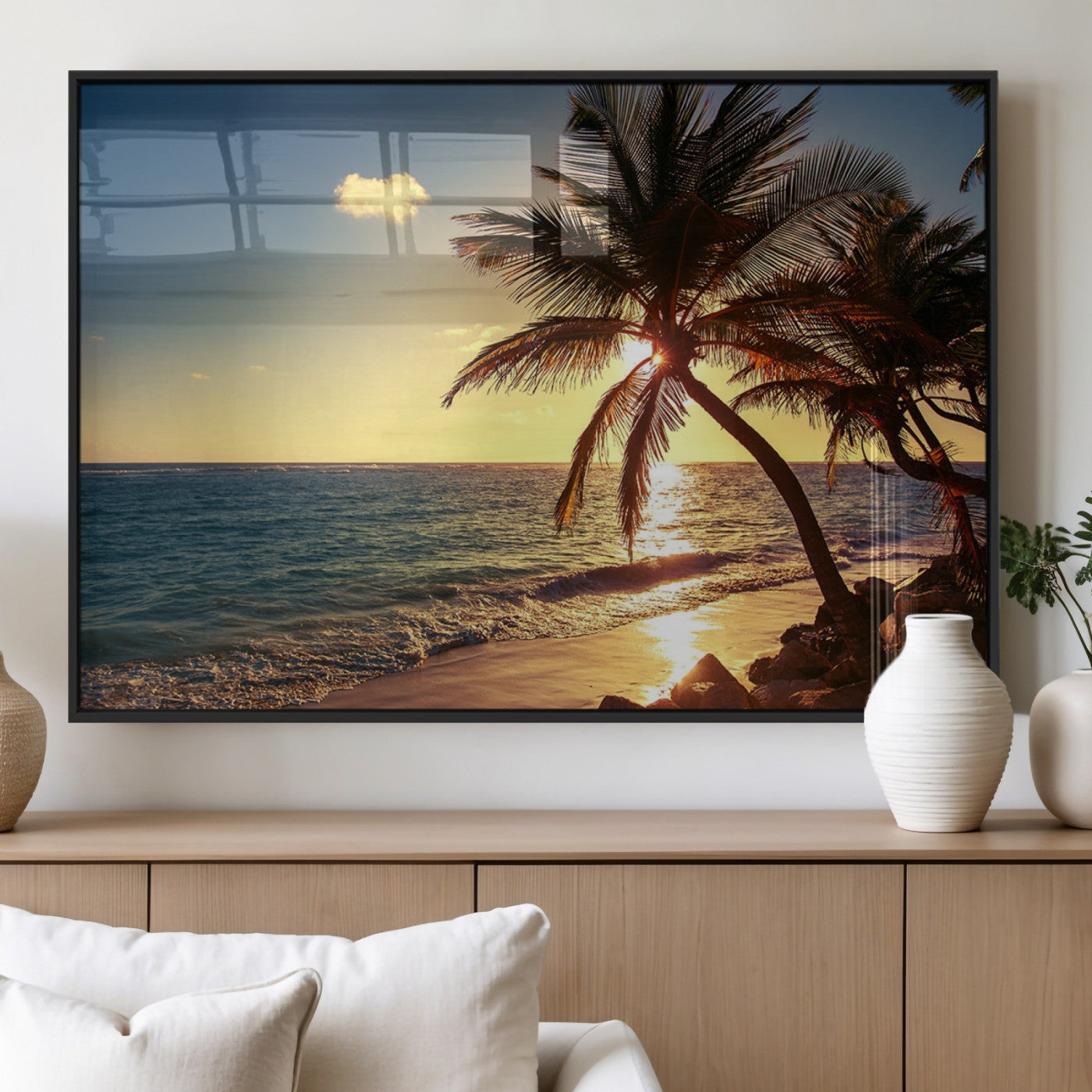 82710-MGV-FP-36X24-3P_Black-Sunset Palm Trees Wall Art Canvas Print