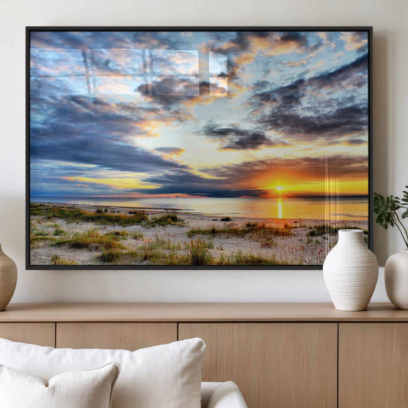 MGV-FP-36X24-3P - Sunset On The Ocean Wall Art Canvas Print