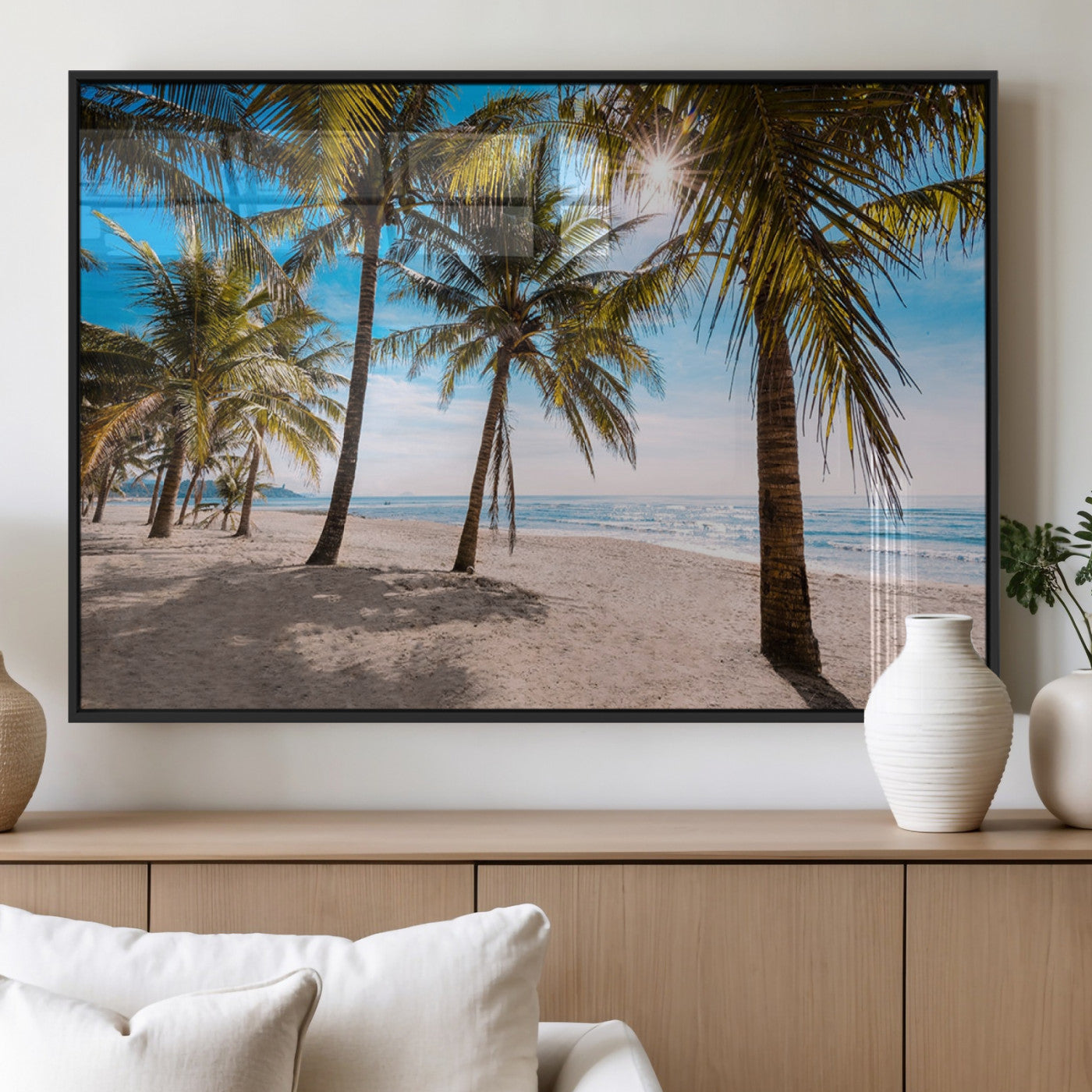 98175-MGV-FP-36X24-3P_Black-Palm Beach Tropical Island Wall Art Canvas Print