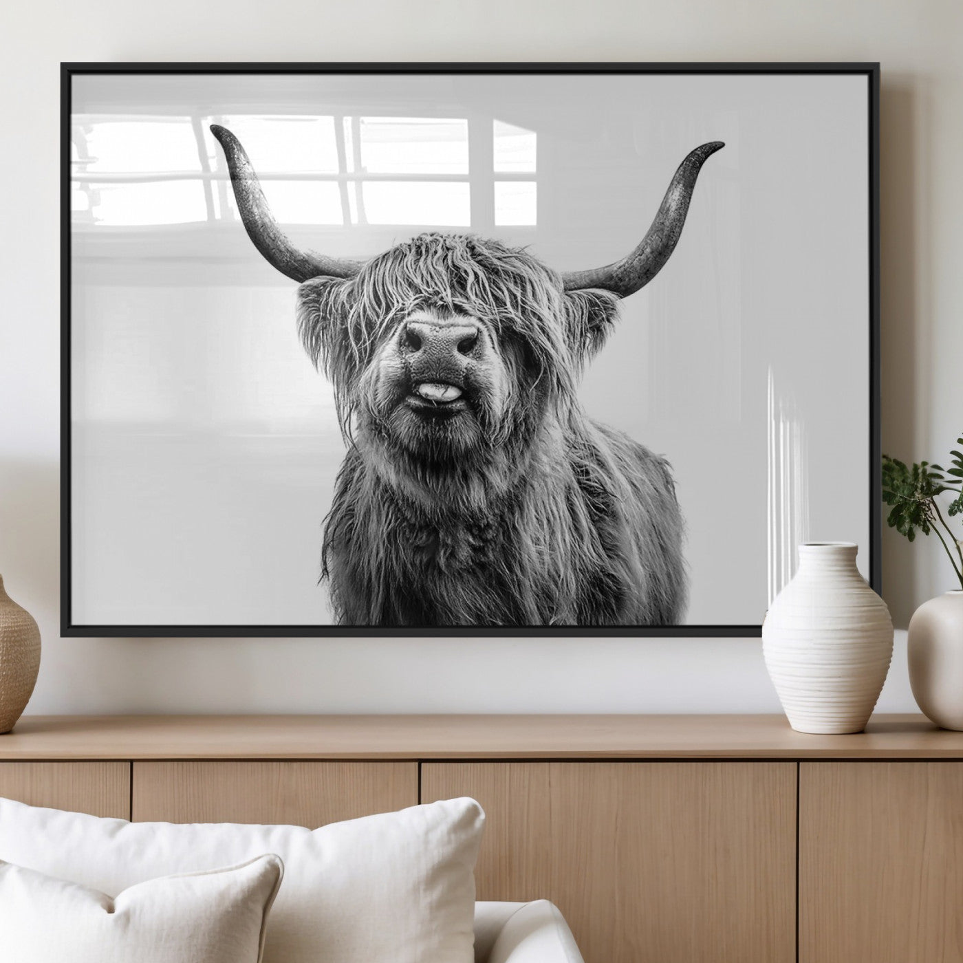 MGV-FP-36X24-3P - Fanny Scottish Highland Cow Cattle Art Print Farmhouse Wall Art Canvas Print