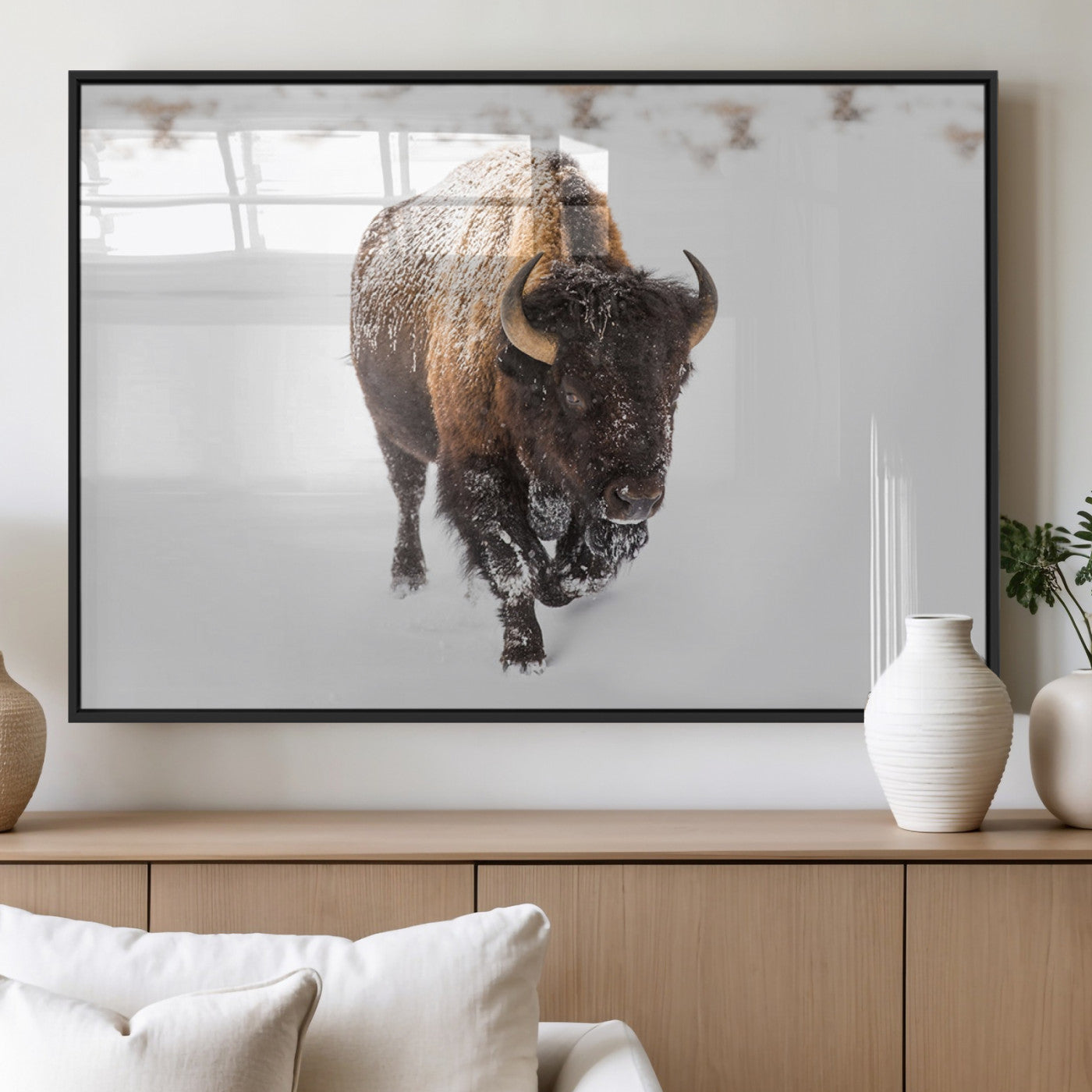 MGV-FP-36X24-3P - Bison Winter Wall Art Canvas Print For Farmhouse Decor