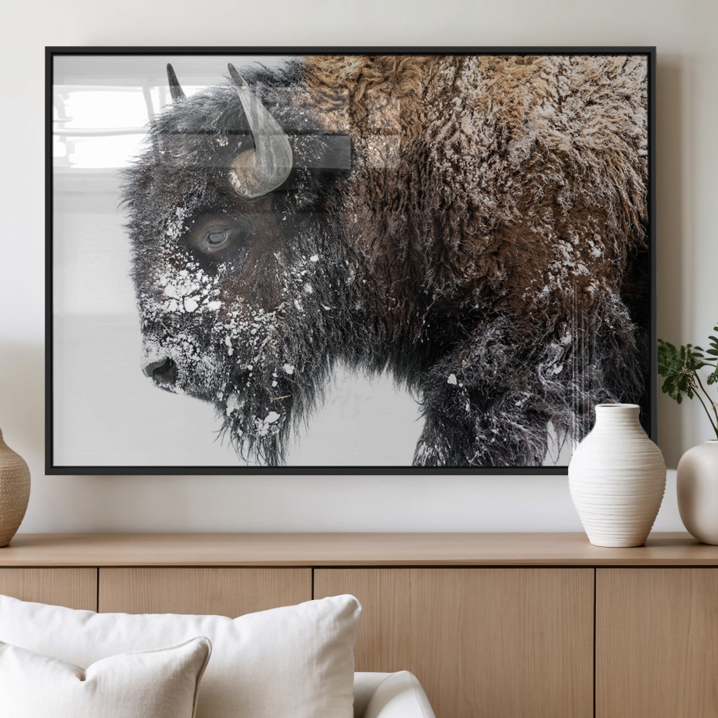 MGV-FP-36X24-3P - American Bison Wall Art Print | Buffalo Canvas Wall Art |  Framed and Ready to Hang Bison Print for