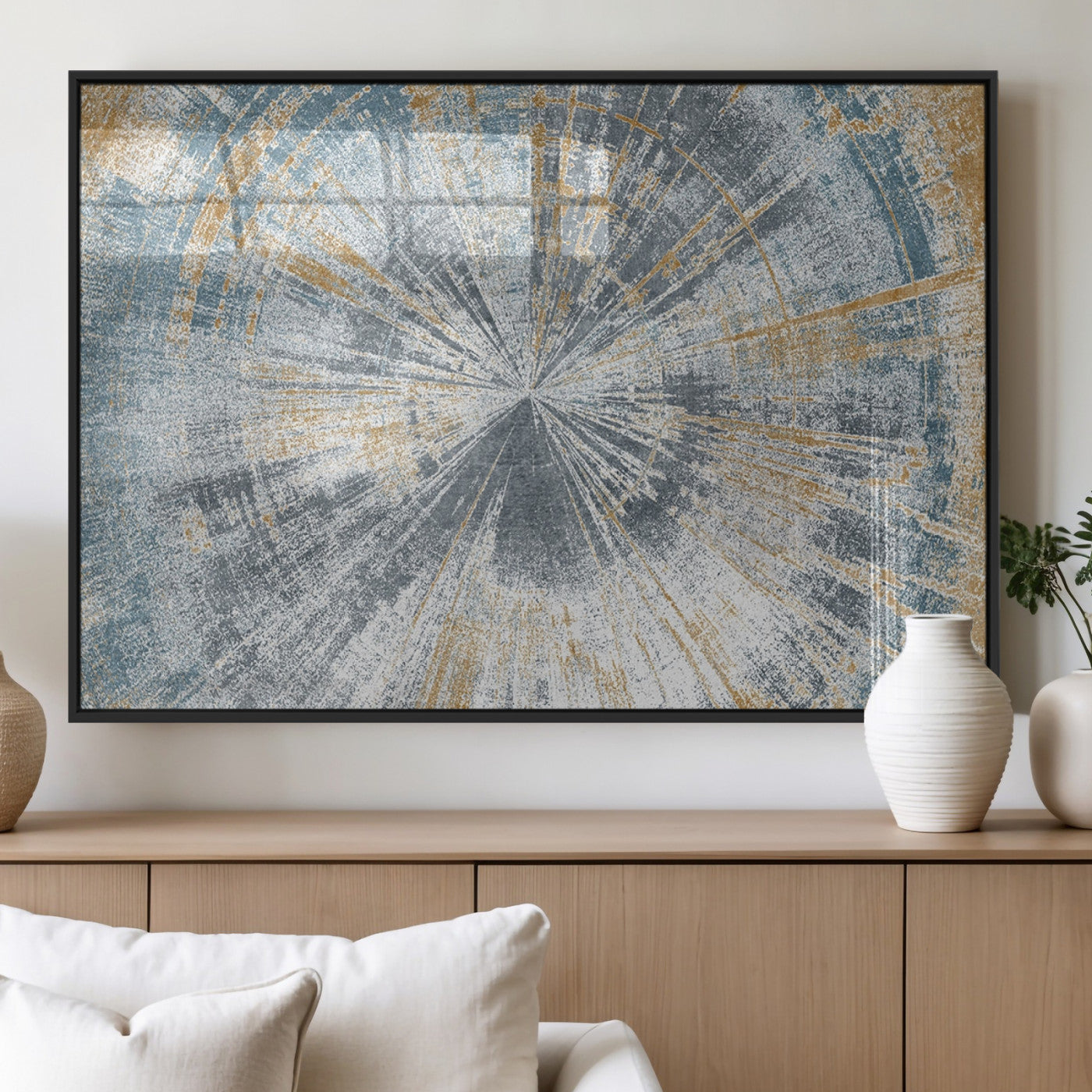 17631-MGV-FP-36X24-3P_Black-Radiant Abstract Wood Rings Canvas Art – Modern Triptych Wall Decor for Living Room or Farmhouse