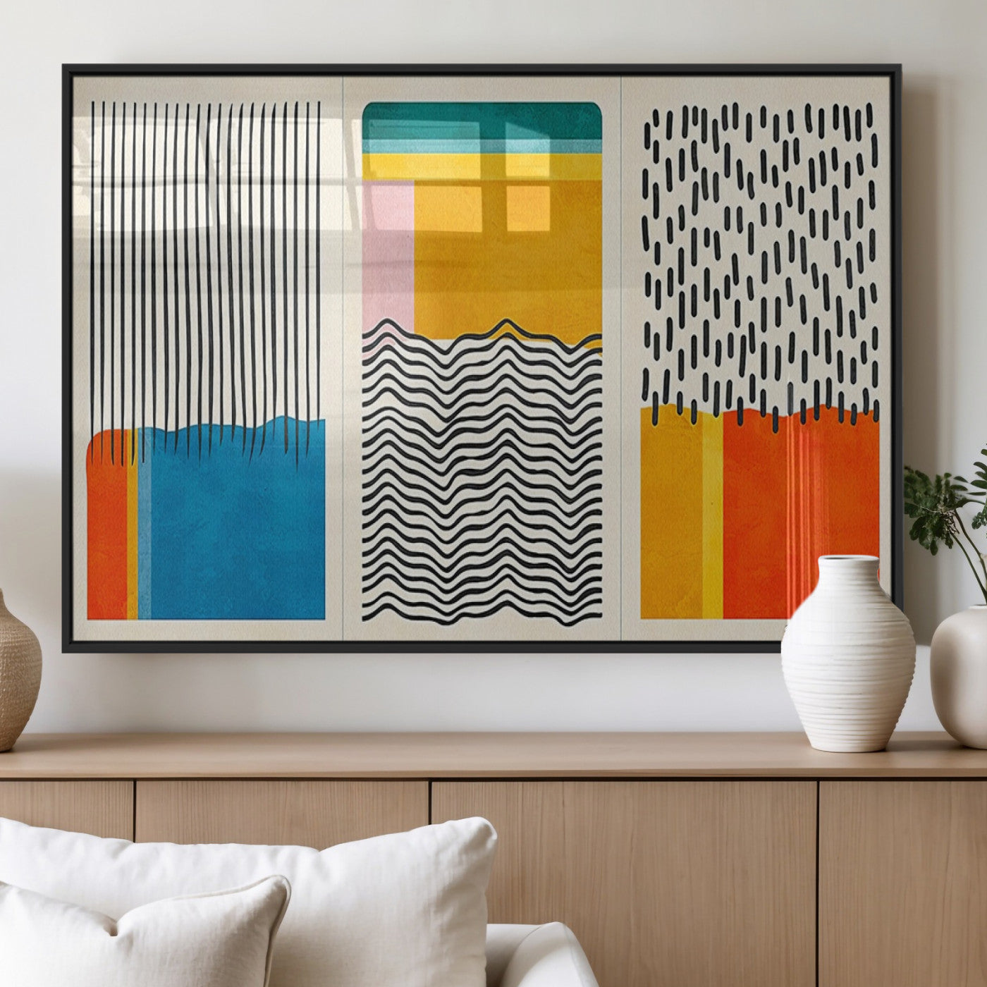 MGV-FP-36X24-3P - Canvas Print Wall Art Abstract Illustrs Art Boho, Framed Abstract Boho Art