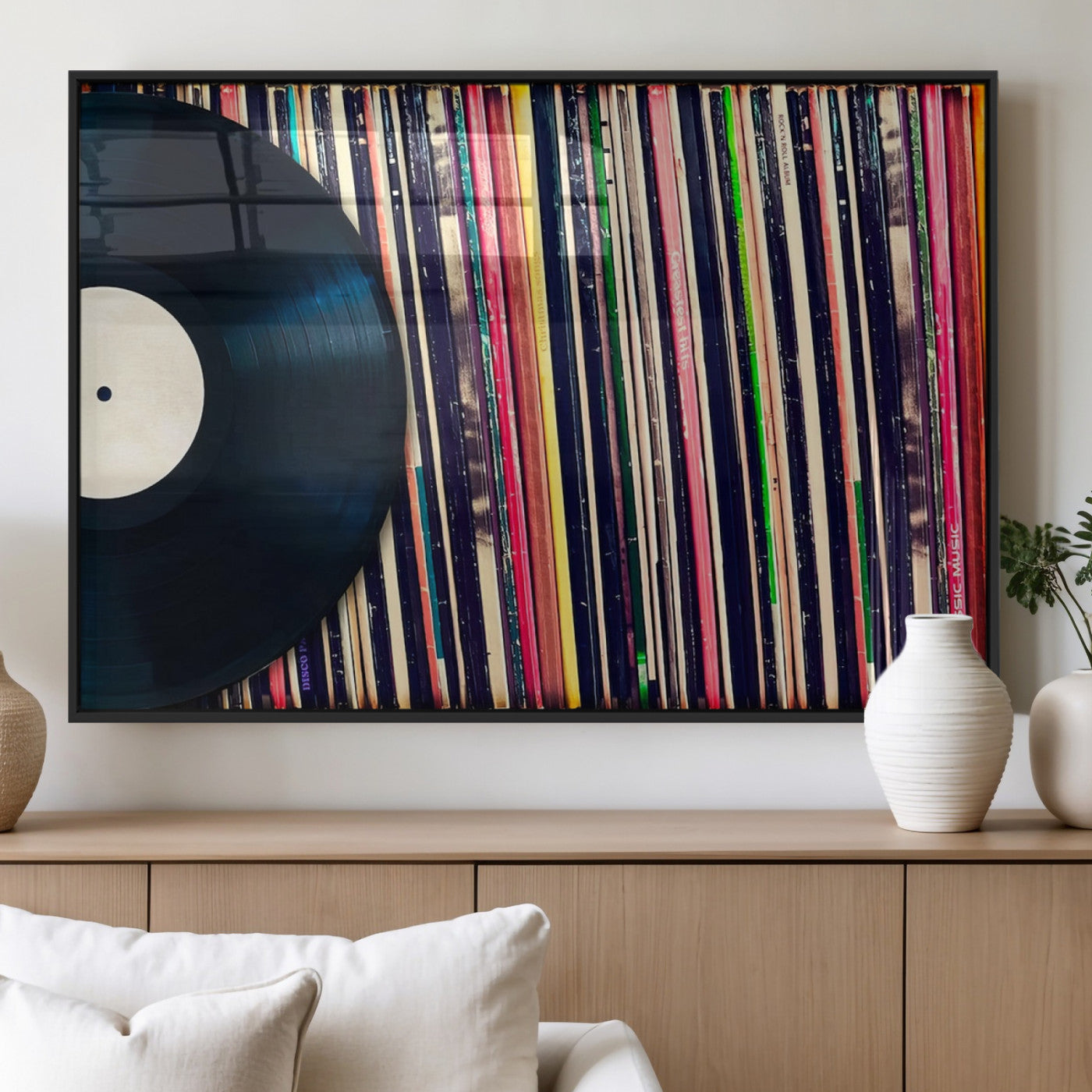MGV-FP-36X24-3P - Vinyl Record and Album Collection Canvas Wall Art - Retro Music Decor, Vintage Vinyl, Vinyl Record