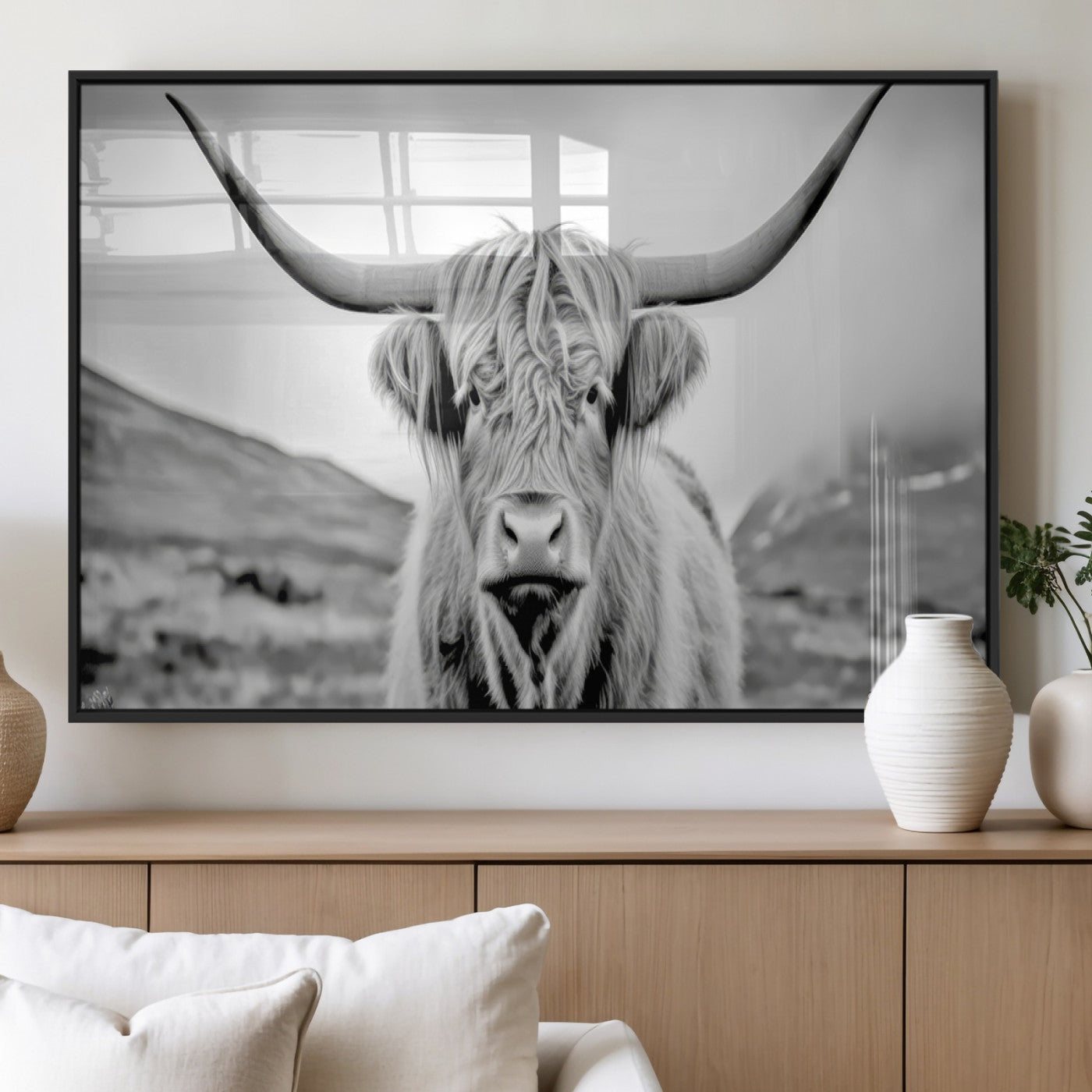 80564-MGV-FP-36X24-3P_Black-Scottish Cow Wall Art Canvas Print