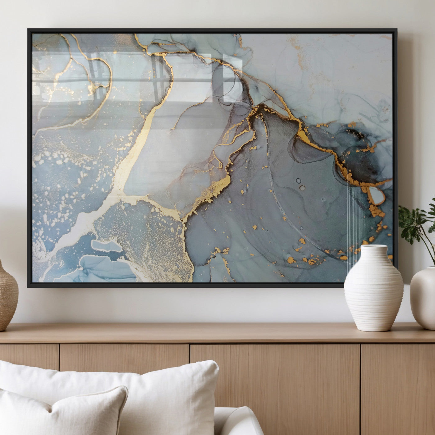86878-MGV-FP-36X24-3P_Black-Large Abstract Marble Wall Art Canvas Print for Living Room and Farmhouse Decor