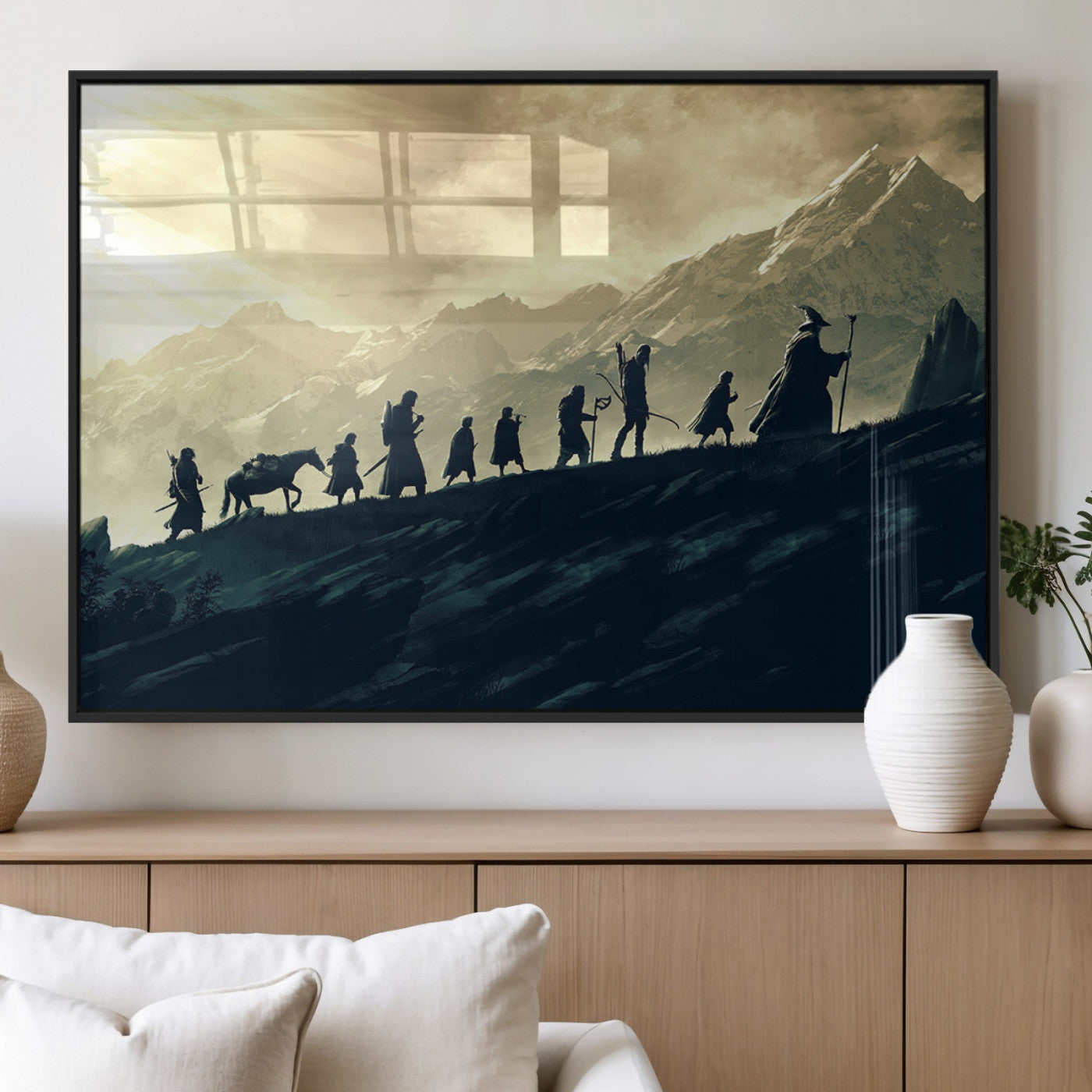 41574-MGV-FP-60X30-3P_Black-Lord of the Rings Silhouette Wall Art Capturing the Epic Quest Through Middle-Earth - The