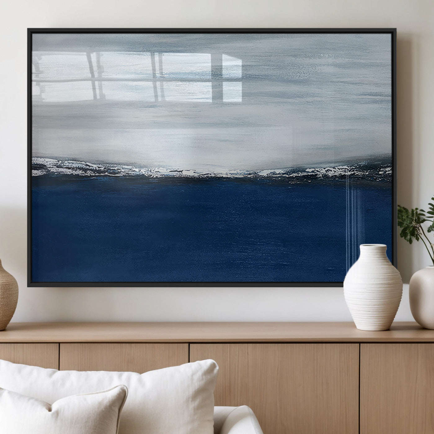 62197-MGV-FP-36X24-3P_Black-Navy Blue Abstract Wall Art Canvas Print