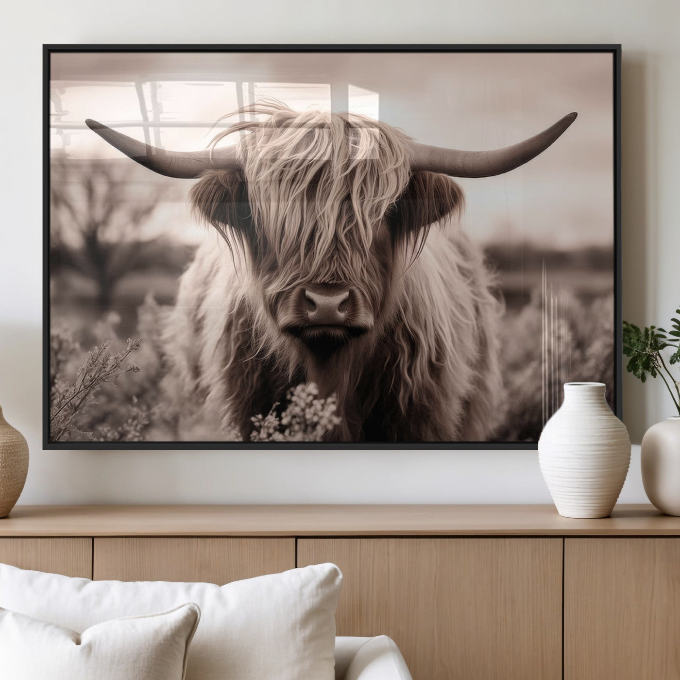 MGV-FP-36X24-3P - Scottish Cow Longhorn Wall Art Canvas Print