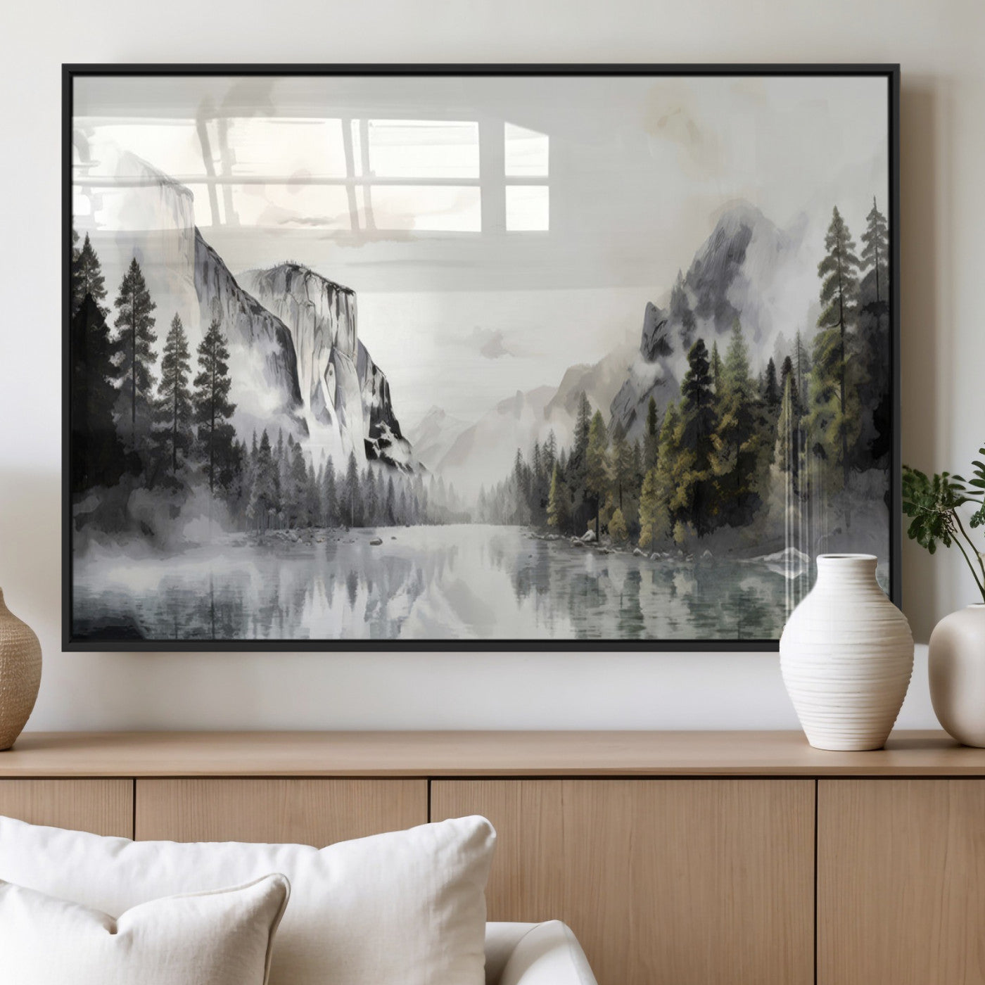 MGV-FP-36X24-3P - Yosemite Valley Wall Art Canvas Print – Framed and Ready to Hang – Majestic Nature Landscape Décor
