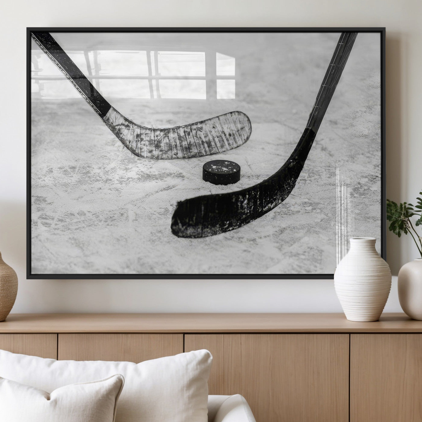 MGV-FP-36X24-3P - Winter Ice Hockey Sport Canvas Wall Art Print - Hockey Wall Art Print